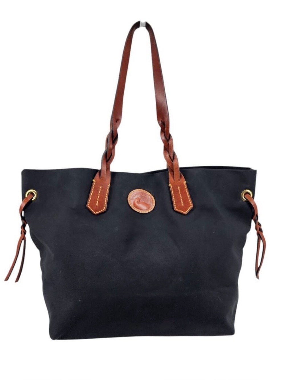 Dooney & Bourke Black Tote with Brown Leather Accents EUC